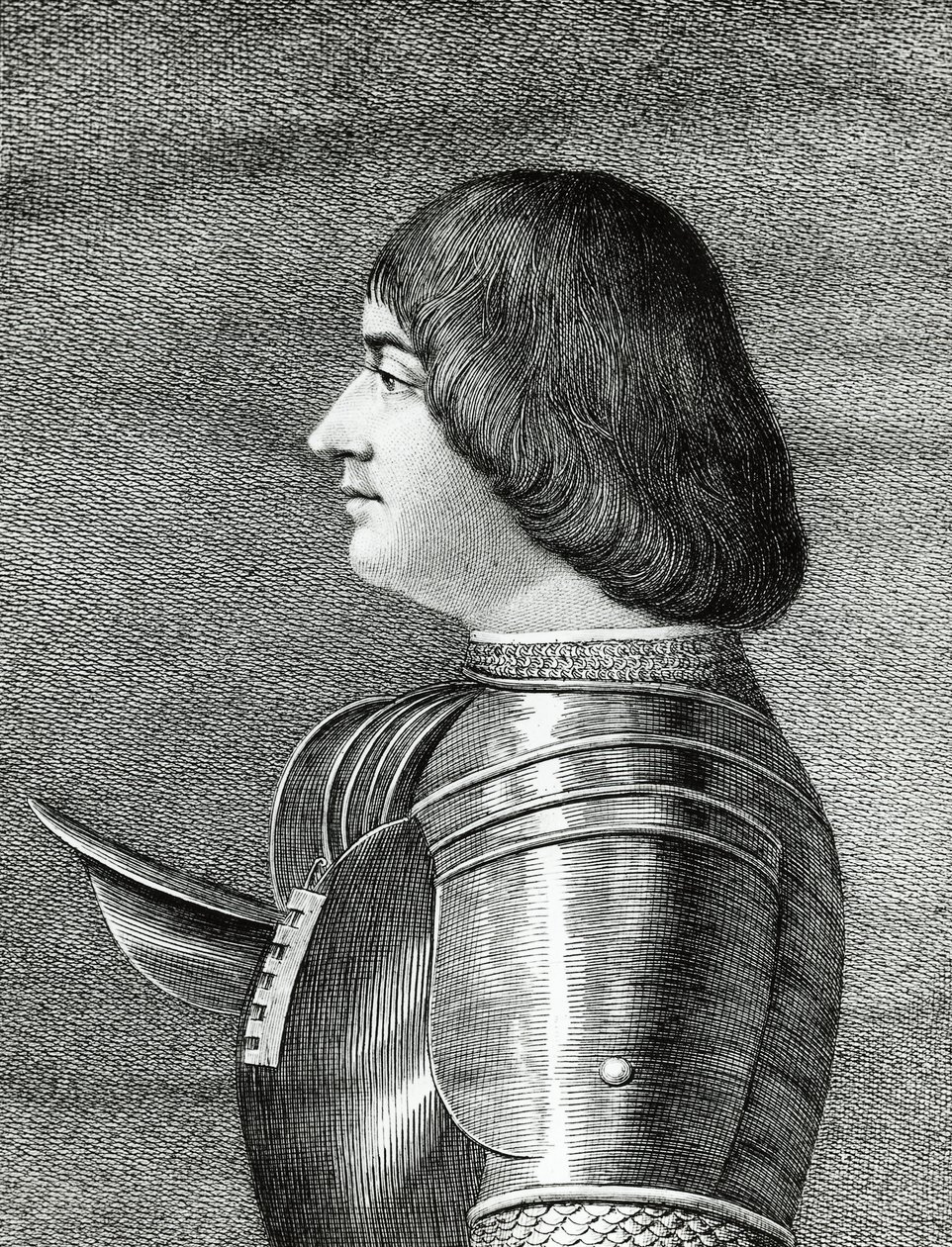 Portret van Ludovico Sforza, bekend als Il Moro (1452-1508), Hertog van Milaan, gravure door Walter Charles Mills