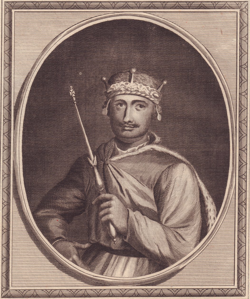 Portret van Willem II van Engeland (1056-1100), ook bekend als Rufus, kopergravure door John Goldar door Walter Charles Mills
