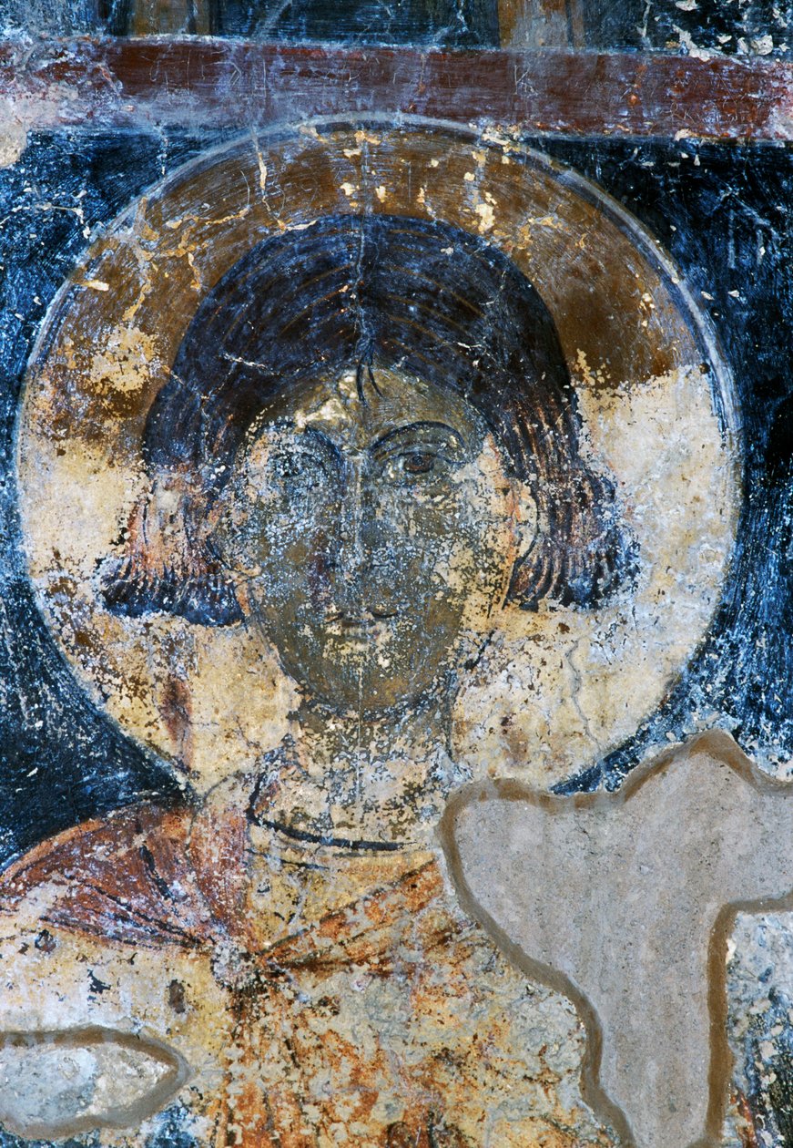Heilige, fresco door Ioannis Pagomenos in de St Nicolaaskapel, Maza, Kreta, Griekenland door Walter Charles Mills