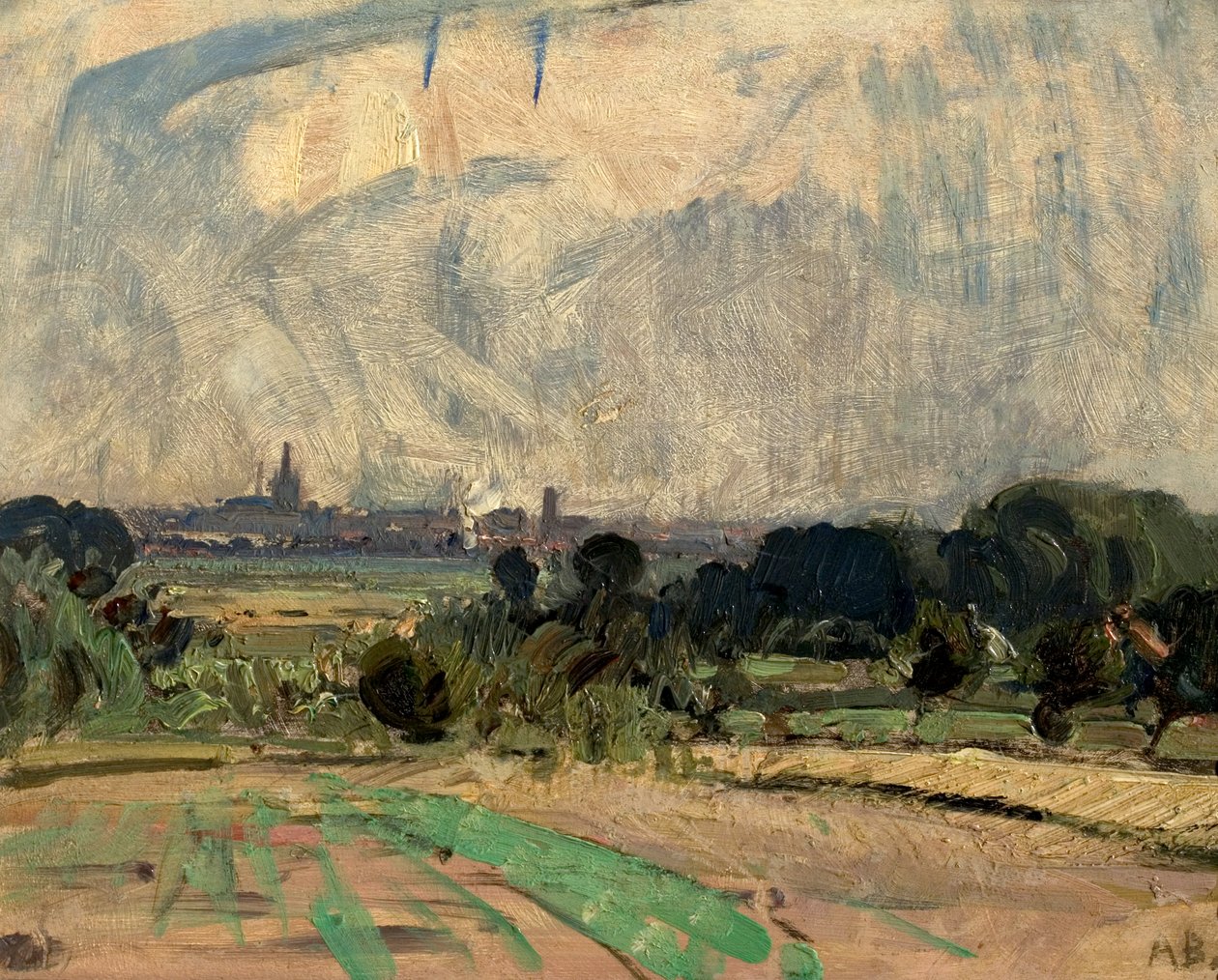 In de buurt van Nottingham (olieverf op doek) door John Alfred Arnesby Brown