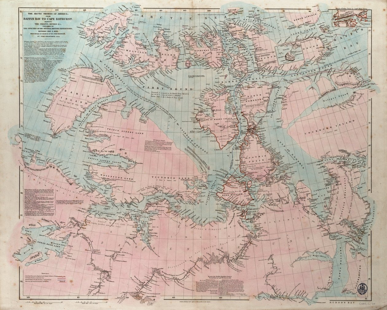 De Arctische kusten van Amerika van Baffin Bay tot Cape Bathurst, met de kusten en rivieren verkend door de officieren van verschillende Britse expedities, tussen 1818 en 1859 door John Arrowsmith