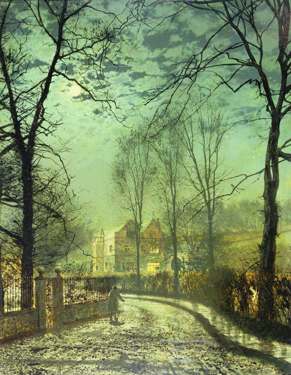 Een maanverlichte weg, 19e eeuw door John Atkinson Grimshaw