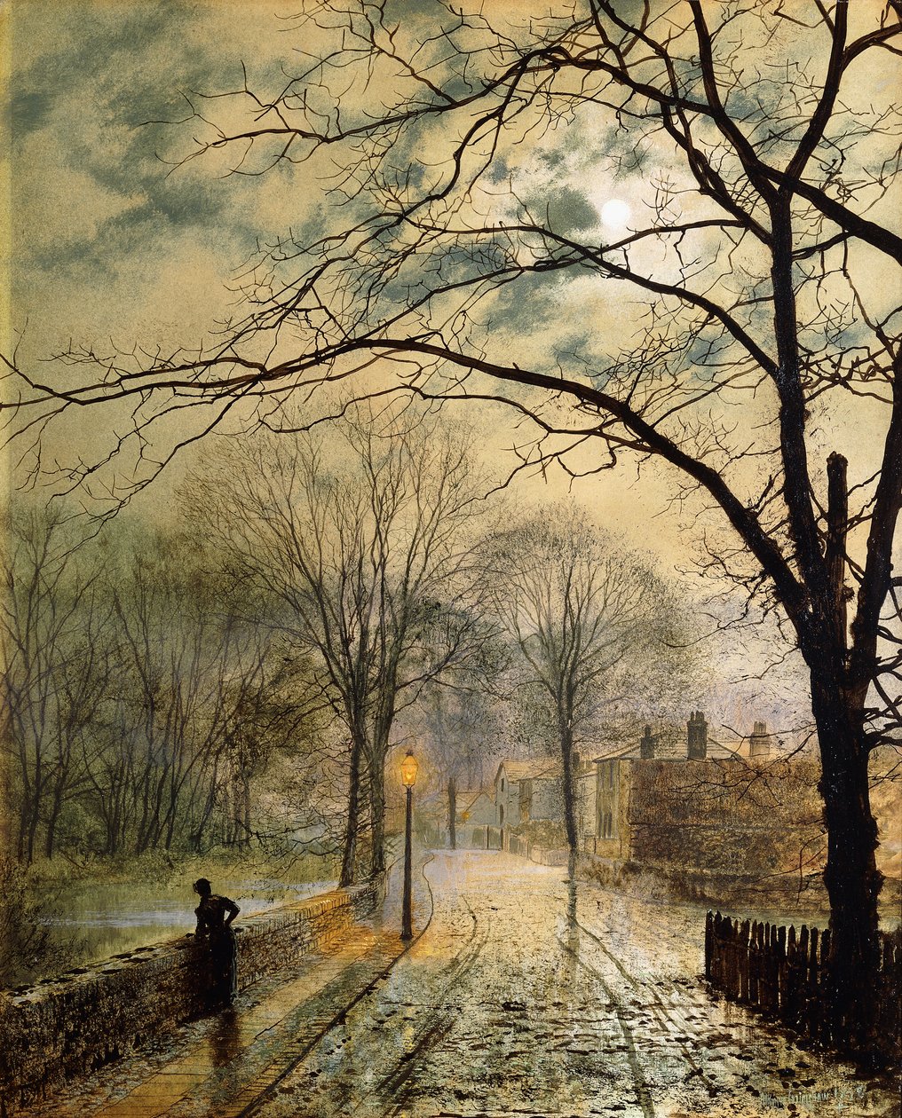 Een Maanverlichte Wandeling, Bonchurch, Isle of Wight door John Atkinson Grimshaw
