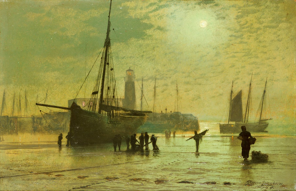 De vuurtoren bij Scarborough door John Atkinson Grimshaw