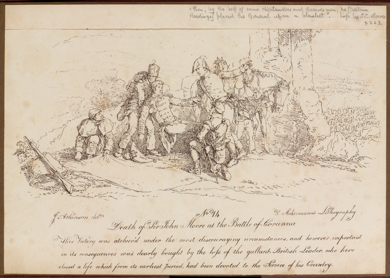 ?Dood van Sir John Moore bij de Slag om Corunna?, 16 januari 1809 door John Augustus Atkinson