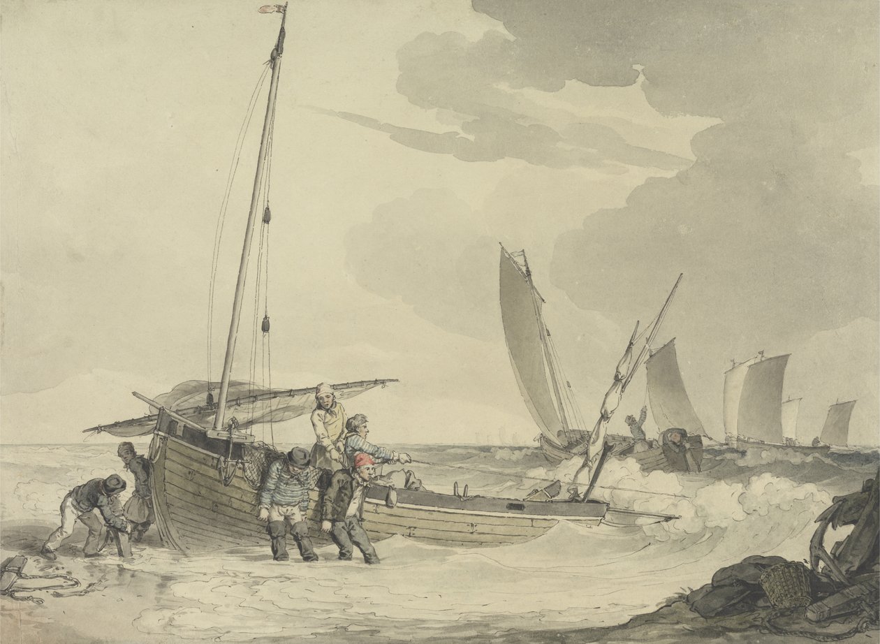 Visser die naar Zee Vertrekt, ca.1810 door John Augustus Atkinson