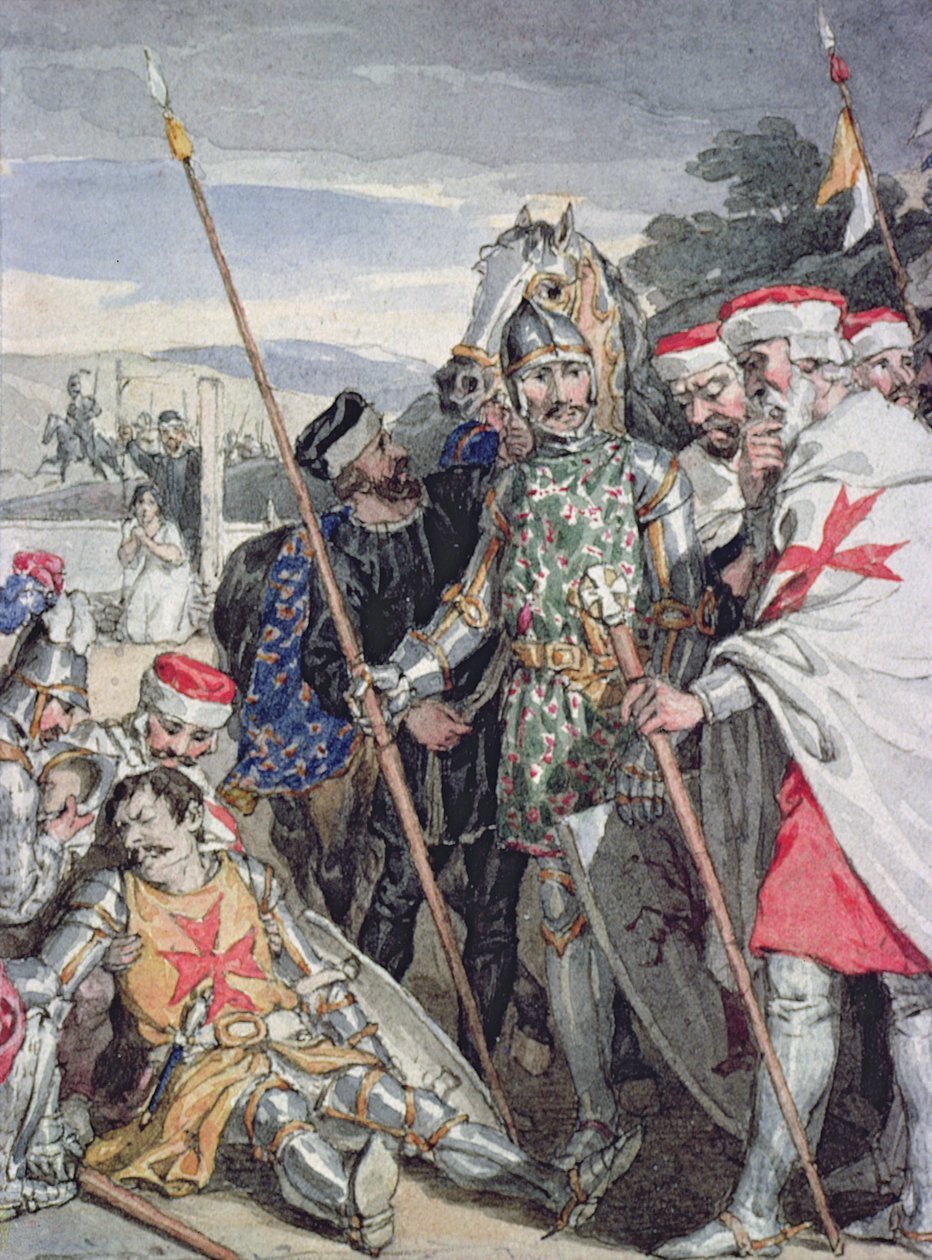 Ivanhoe door Sir Walter Scott: De dood van Sir Brian de Bois-Guilbert door John Augustus Atkinson