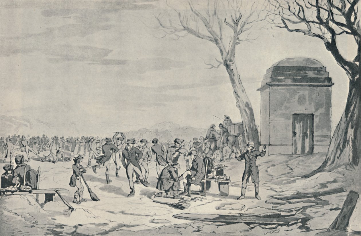 Schaatsen in Hyde Park door John Augustus Atkinson
