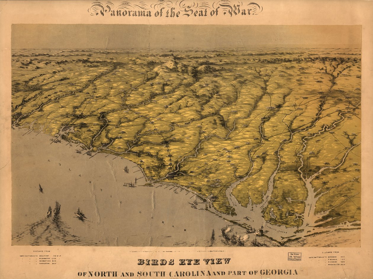 Vogelvlucht van Noord- en Zuid-Carolina en een deel van Georgia. LOC 99447447 door John Bachmann