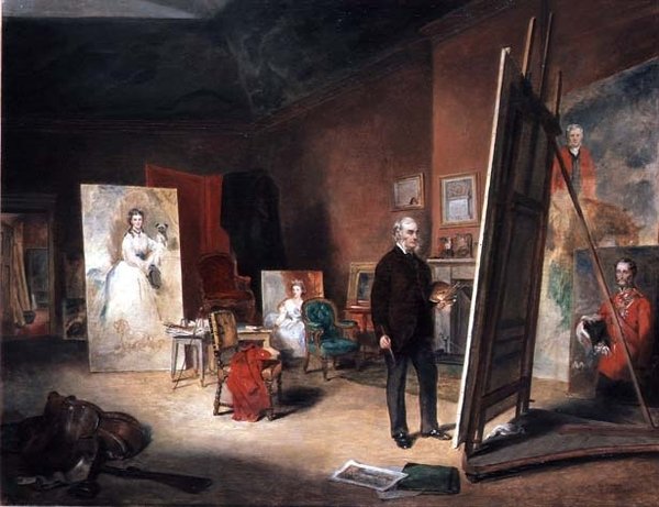 Portret van Sir Francis Grant bij een ezel door John Ballantyne