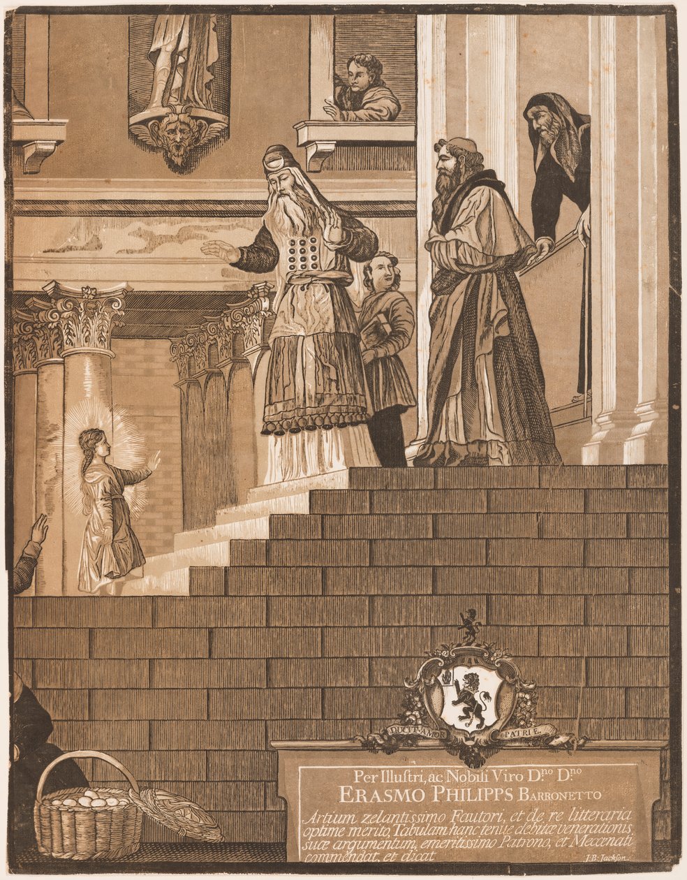 Presentatie van de Maagd in de Tempel, naar Titian (rechterblad) door John Baptist Jackson