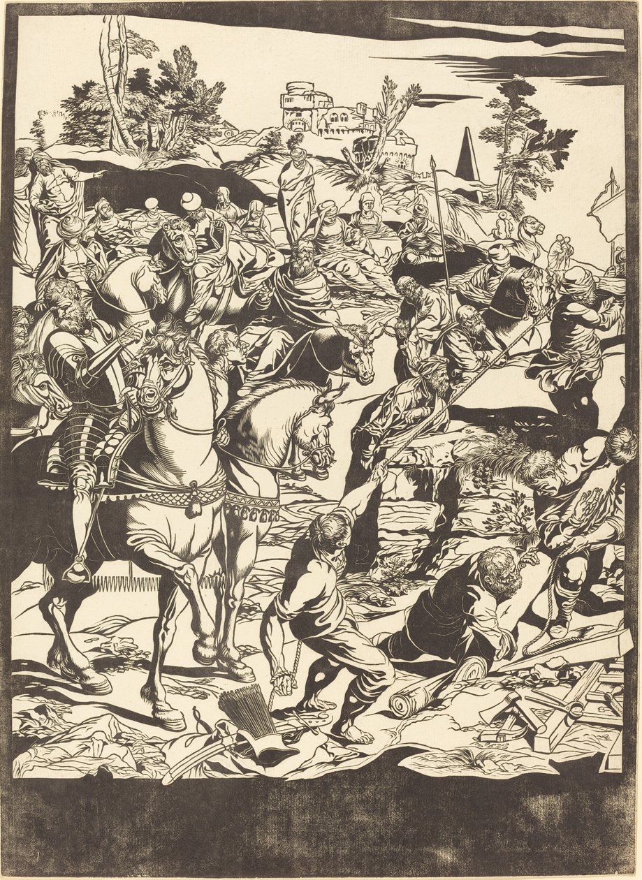 De Kruisiging [linker plaat] door John Baptist Jackson after Jacopo Tintoretto