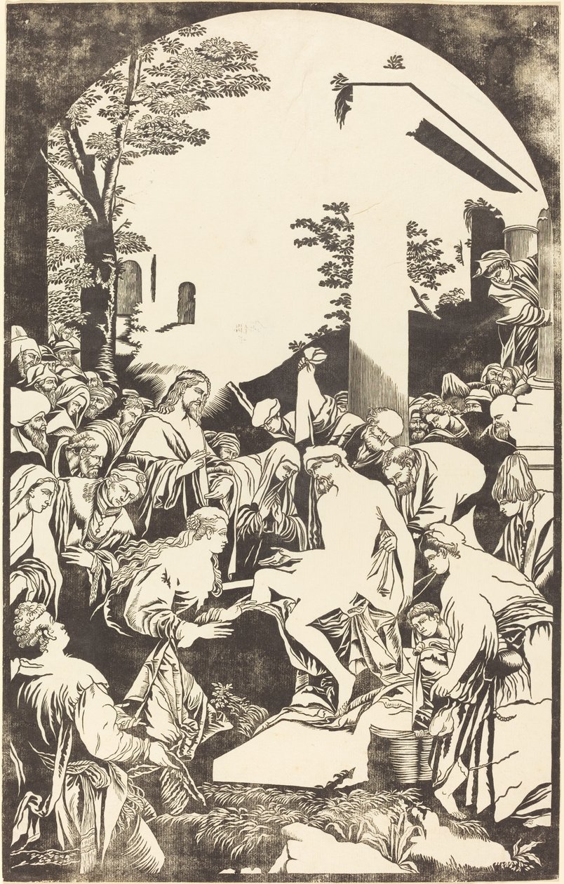 De Opwekking van Lazarus door John Baptist Jackson after Leandro Bassano