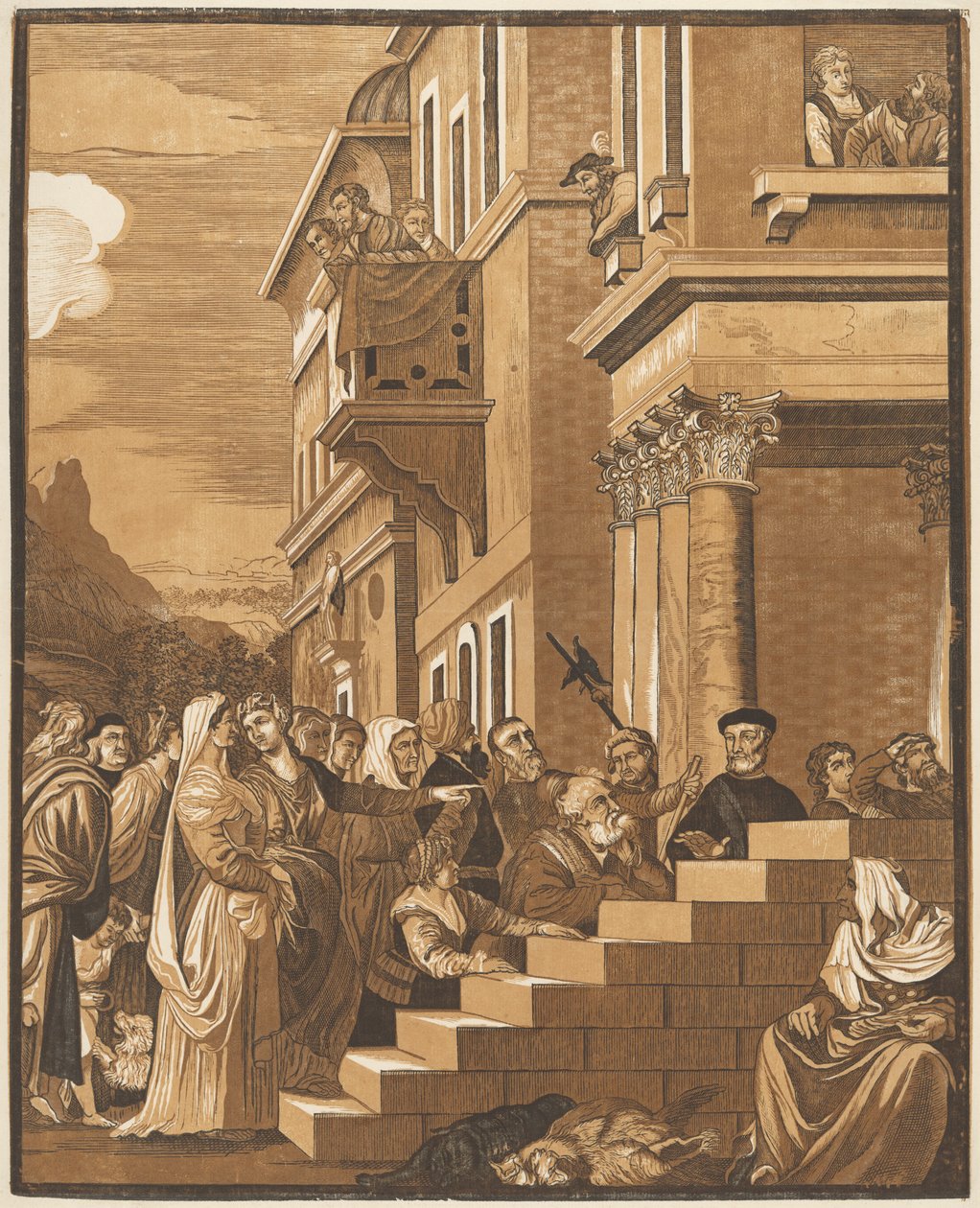 Presentatie van de Maagd in de Tempel (Middenpaneel) door John Baptist Jackson after Titian