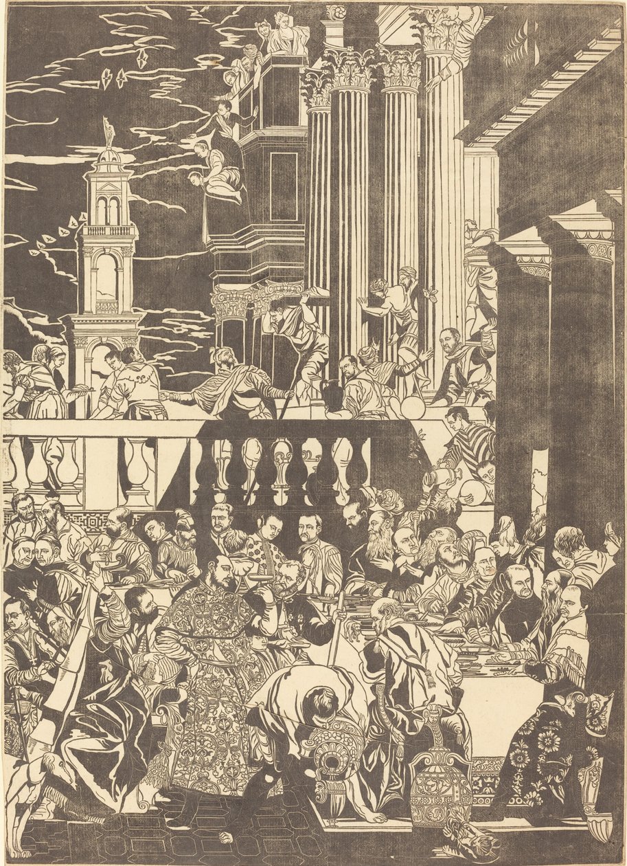 De bruiloft te Kana [rechter plaat] door John Baptist Jackson after Veronese