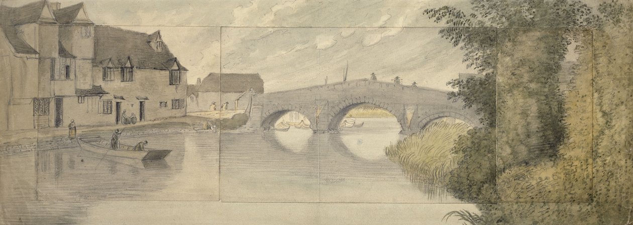 Hythe Bridge, Oxford, 1789 door John Baptist Malchair