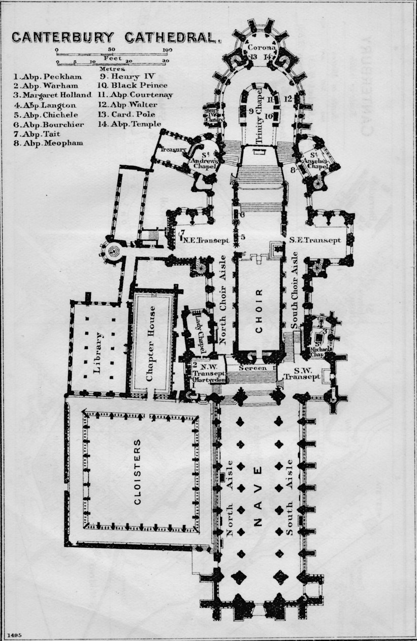 Kathedraal van Canterbury, 20e eeuw door John Bartholomew
