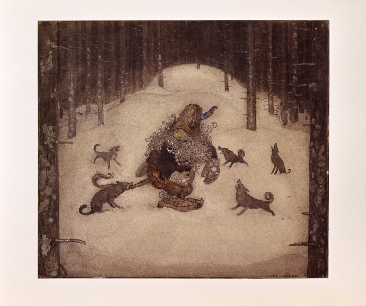 John Bauer, Trol en wolven door John Bauer