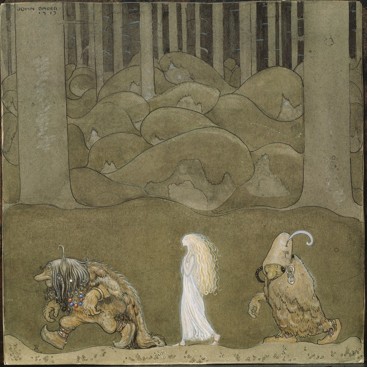 De prinses en de trollen door John Bauer
