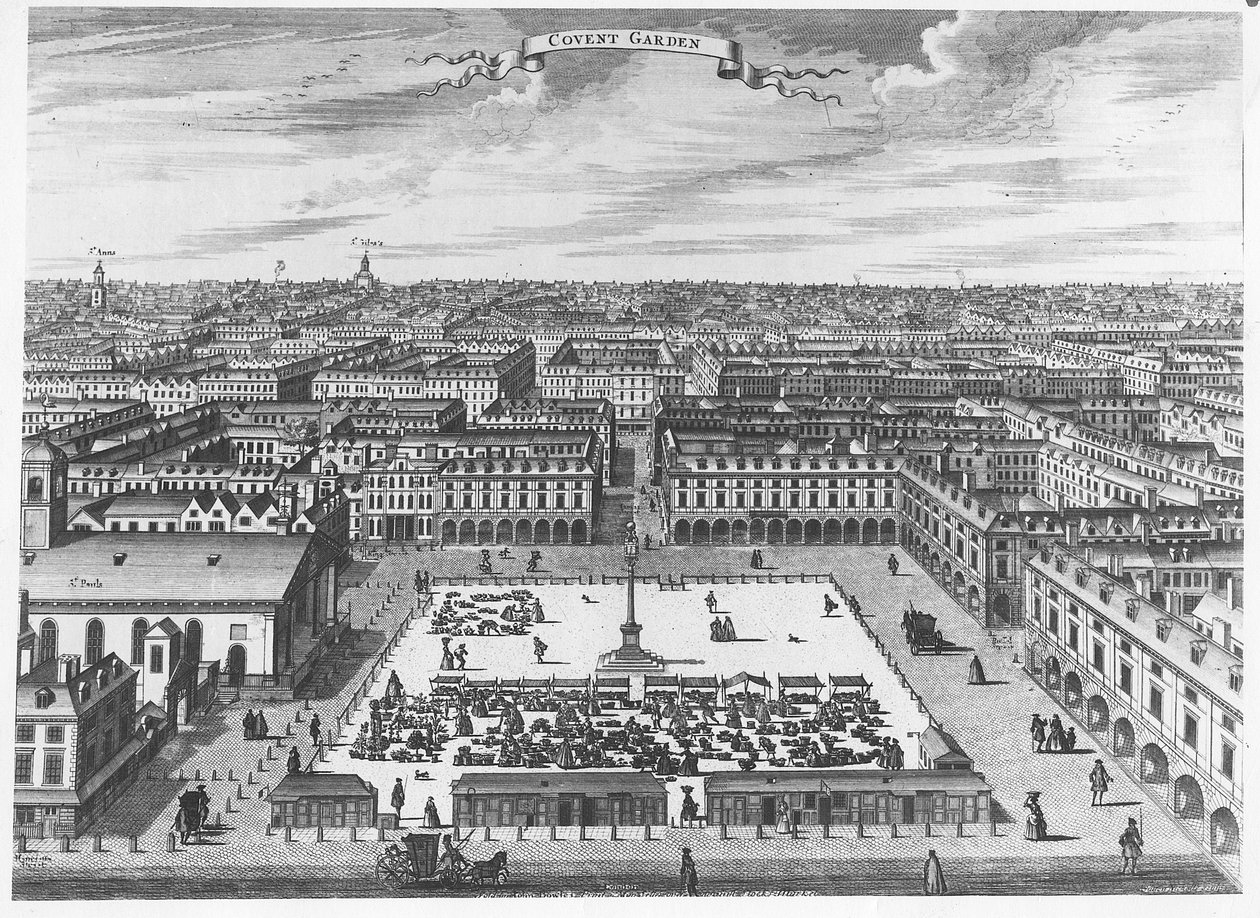 Covent Garden, ca. 1720 door John Bowles
