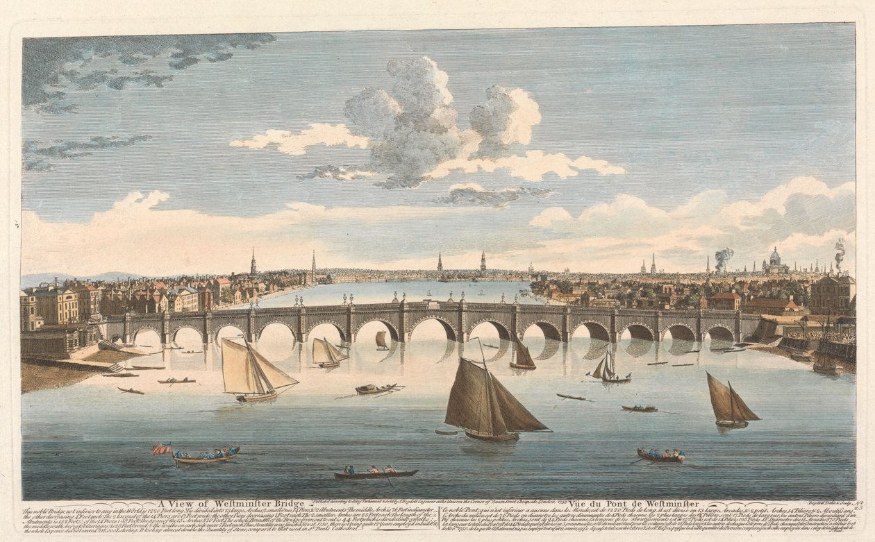 Een uitzicht op Westminster Bridge door John Boydell