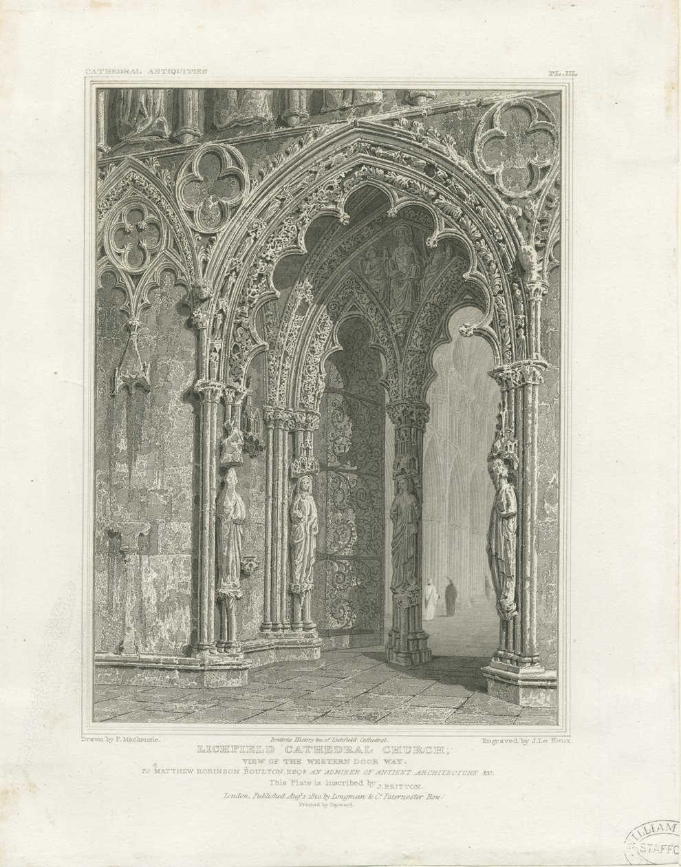 Lichfield Kathedraal - Westdeur door John Britton