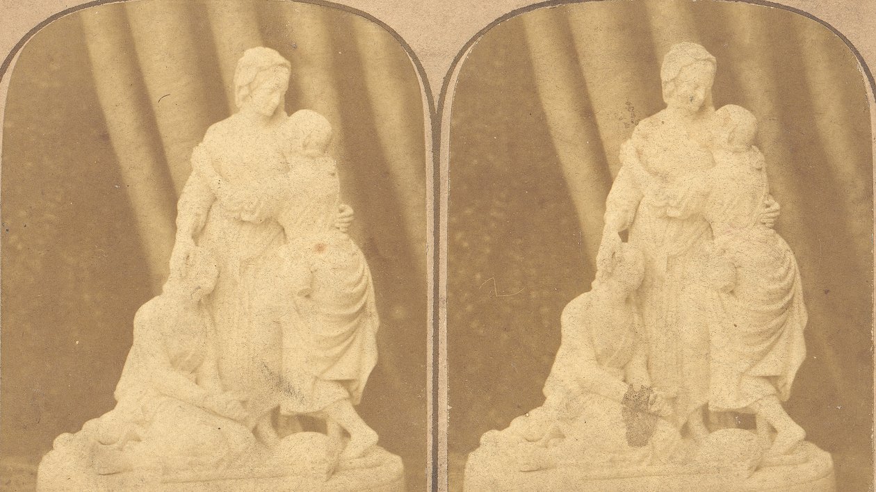 Paar vroege stereografische beelden van Britse standbeelden, 1850s-1910s door John Browning