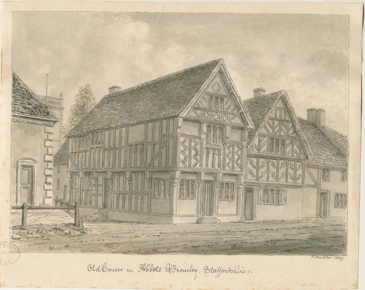 Abbots Bromley Oude Huizen door John Buckler