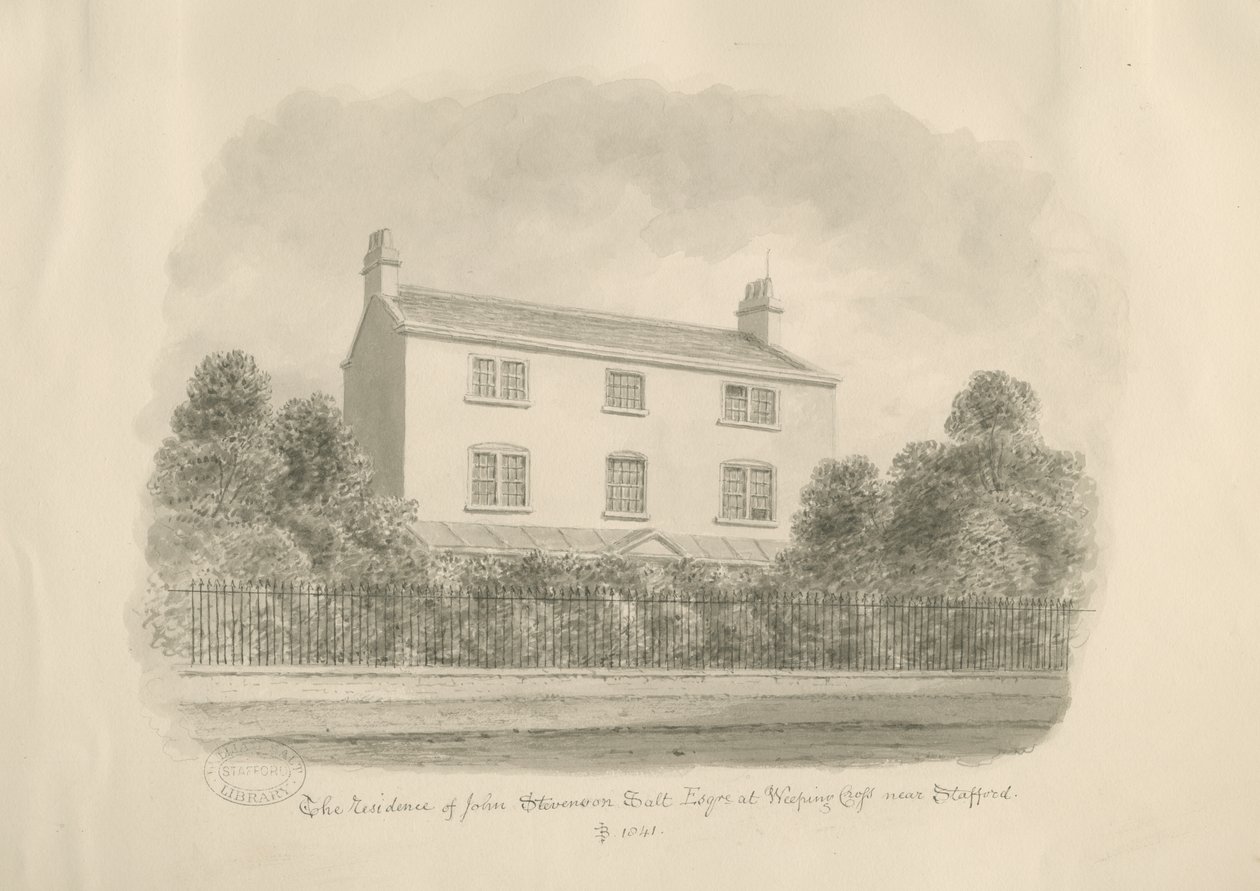 Baswich Dorp - huis van John Stevenson Salt, Esq. door John Buckler