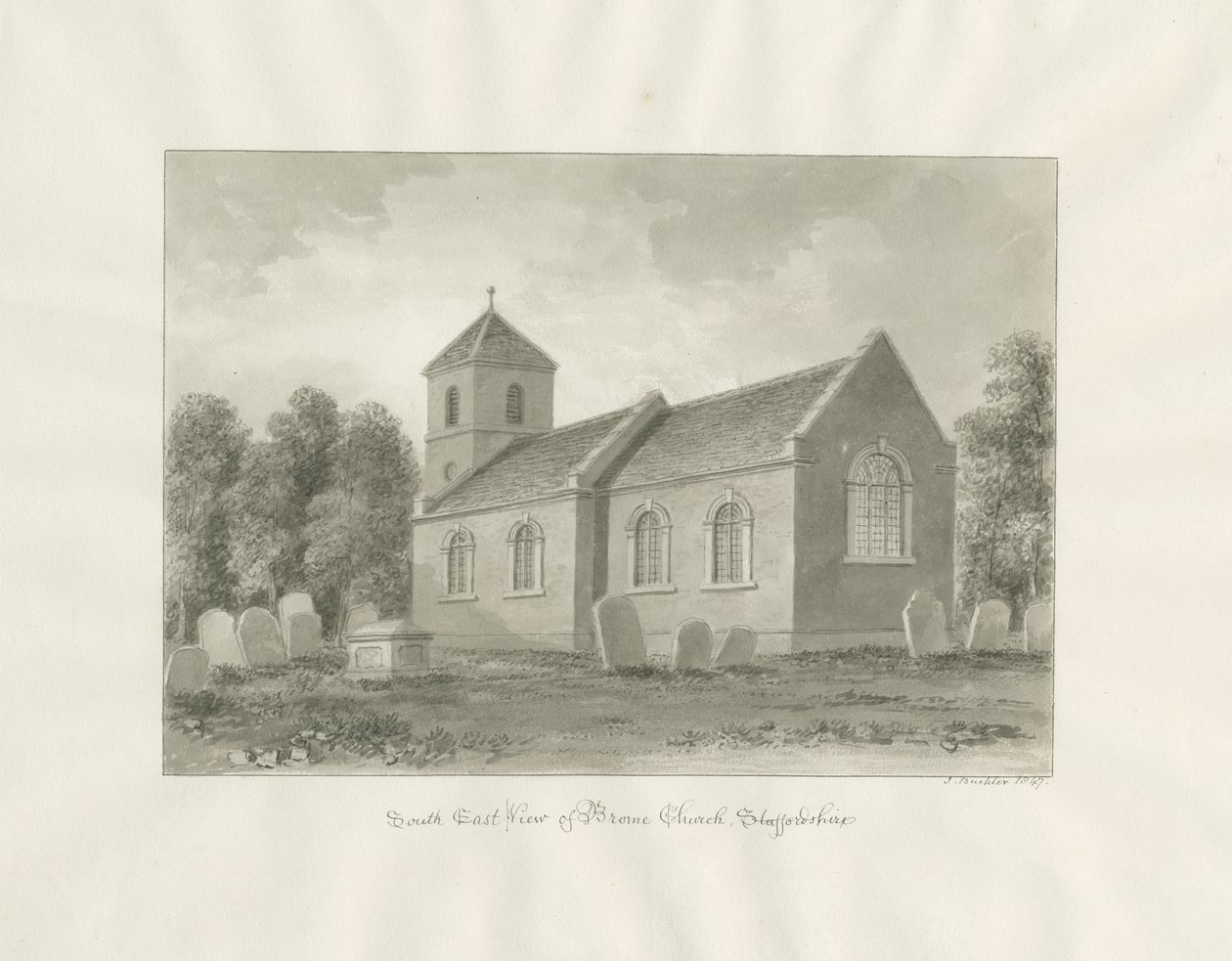 Broom (nu Worcestershire) Kerk door John Buckler