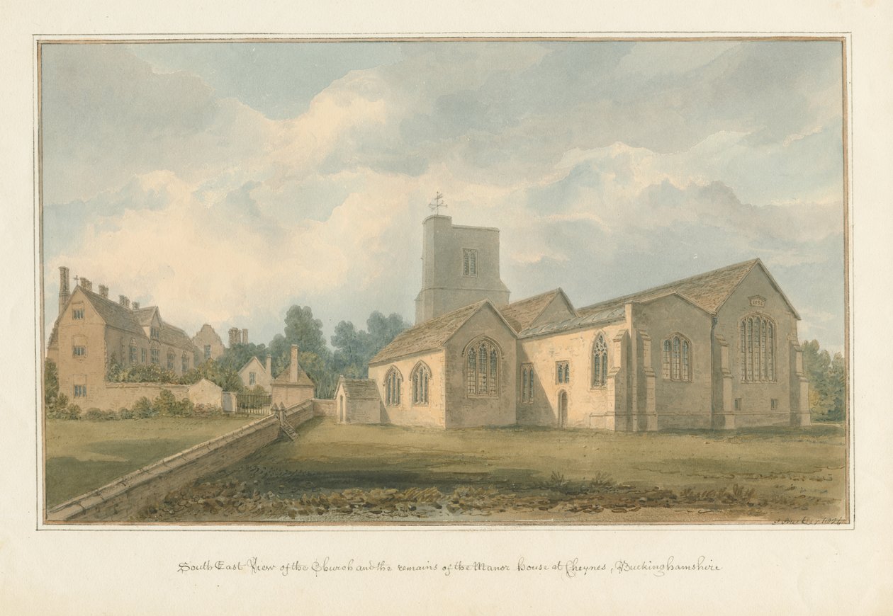 Buckinghamshire - Chenies Kerk en Resten van het Landhuis door John Buckler