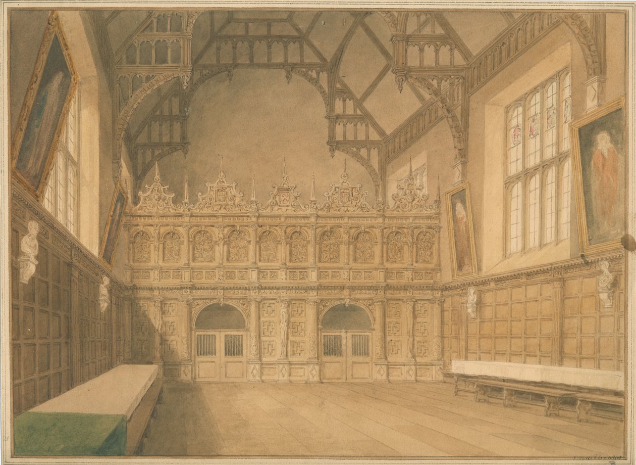 Cambridgeshire - Trinity College Hall - Interieur door John Buckler