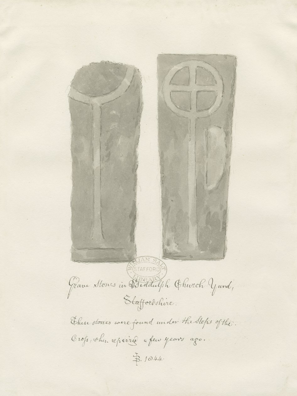 Grafstenen in Biddulph Kerkhof door John Buckler