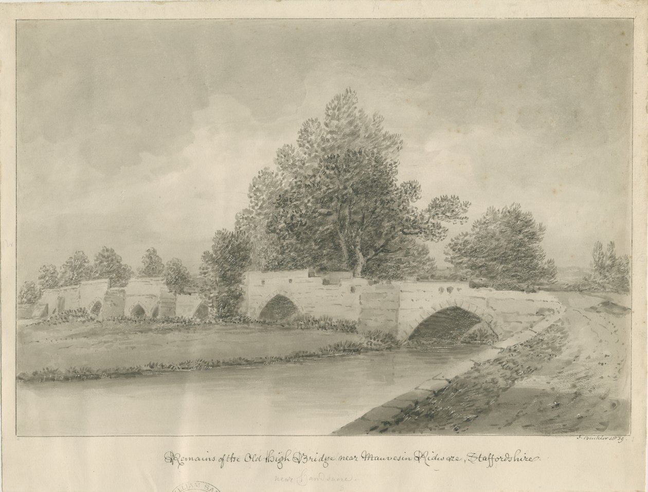 Handsacre - Oude Hoge Brug door John Buckler