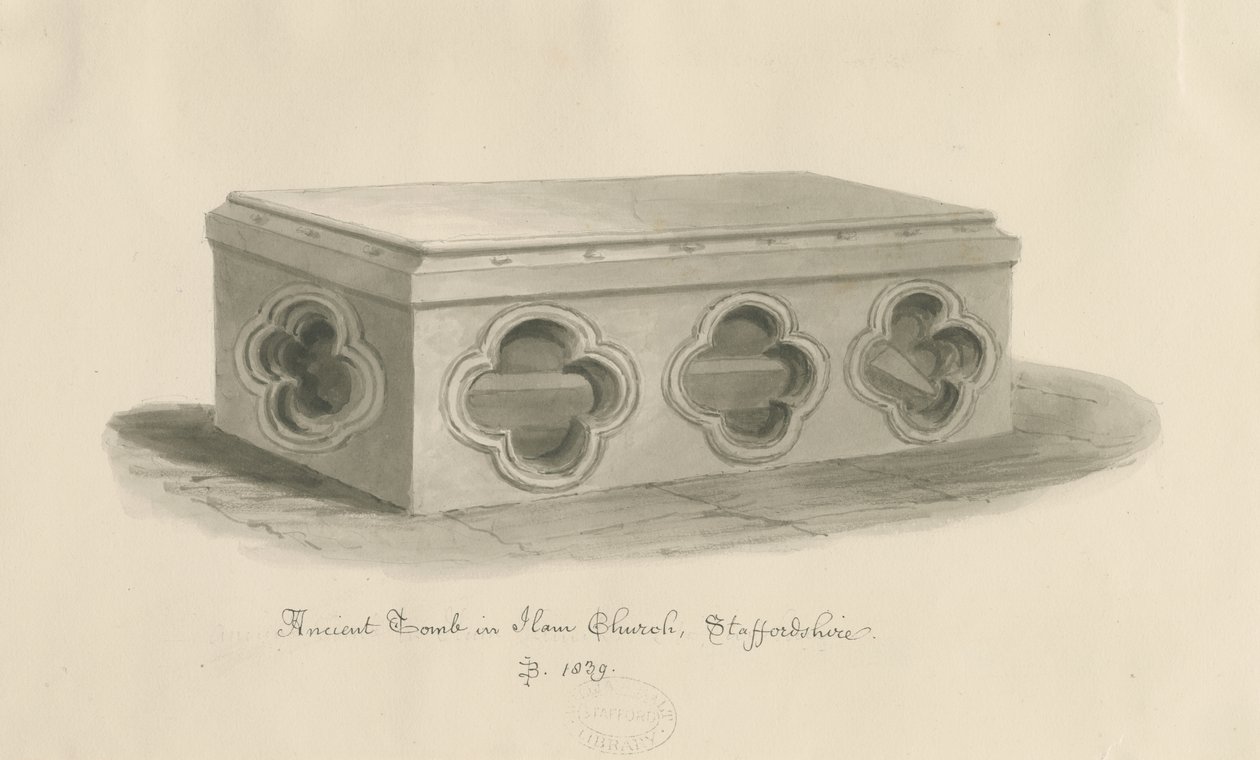 Ilam Kerk - Graf van St. Bertram door John Buckler