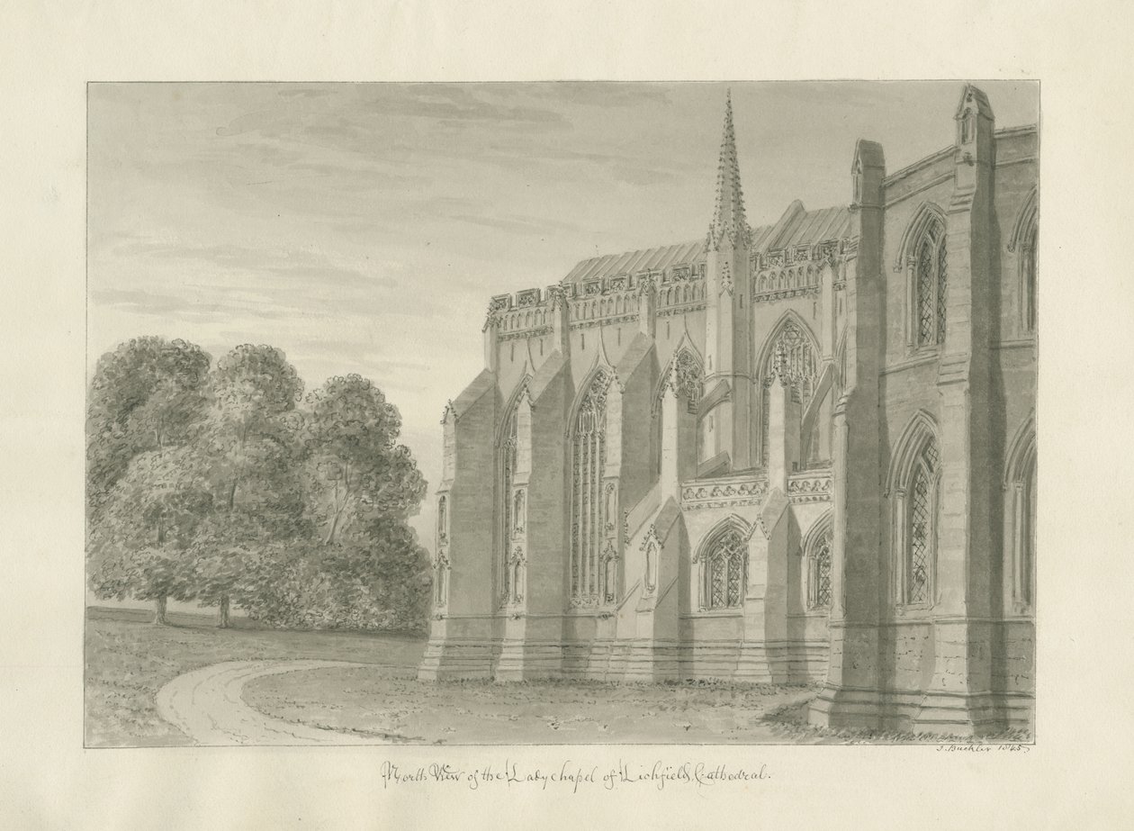 Lichfield Kathedraal - Noordaanzicht door John Buckler
