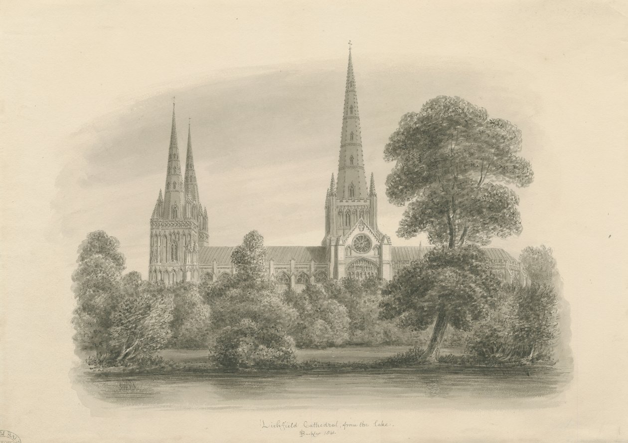 Lichfield Kathedraal - Zuidaanzicht door John Buckler