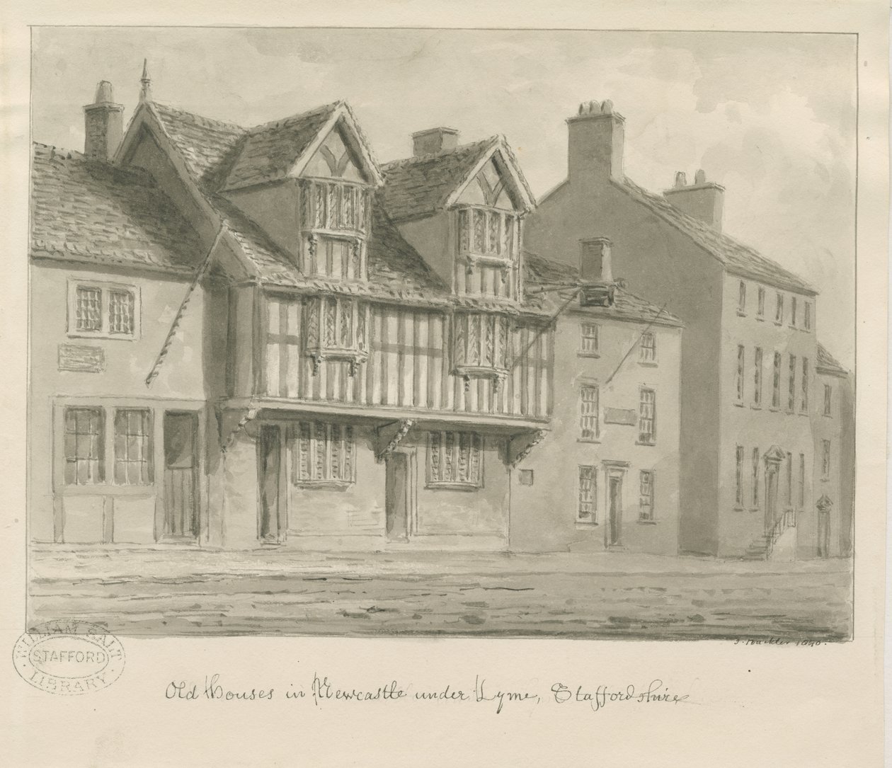 Newcastle-under-Lyme - Oude Huizen door John Buckler