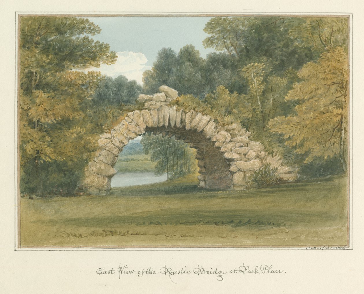 Oxfordshire - Henley upon Thames - Rustieke Brug bij Park Place, 1826 door John Buckler
