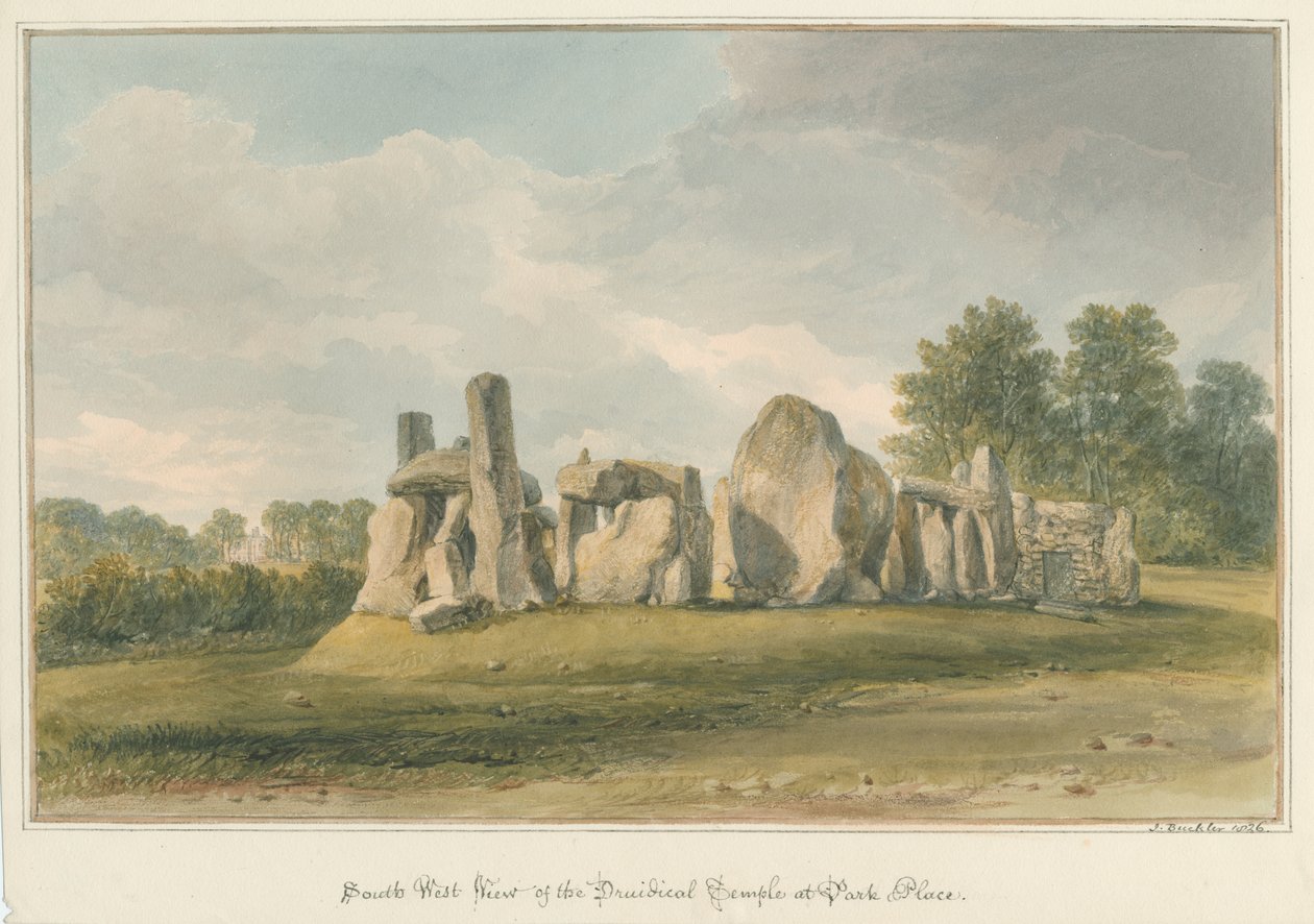 Oxfordshire - Henley upon Thames - Druïdische Tempel bij Park Place, 1826 door John Buckler
