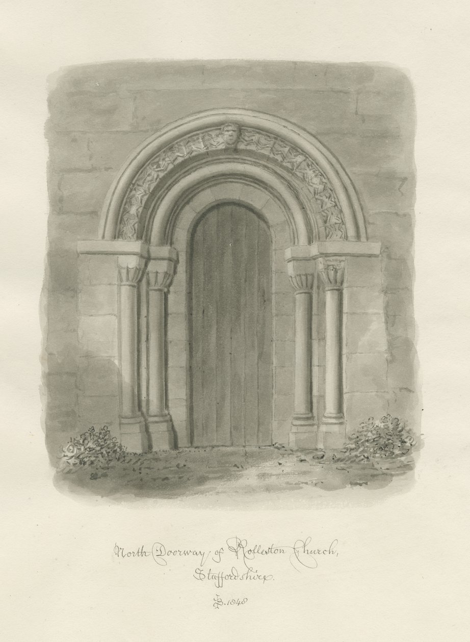 Rolleston Kerk - Noord Deur door John Buckler