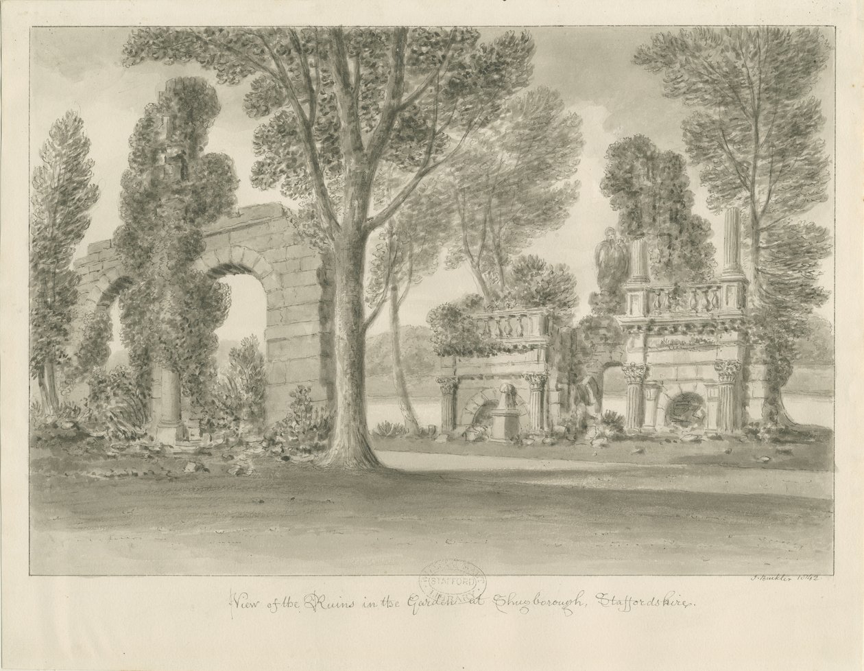 Shugborough - Ruïnes in de Tuin door John Buckler