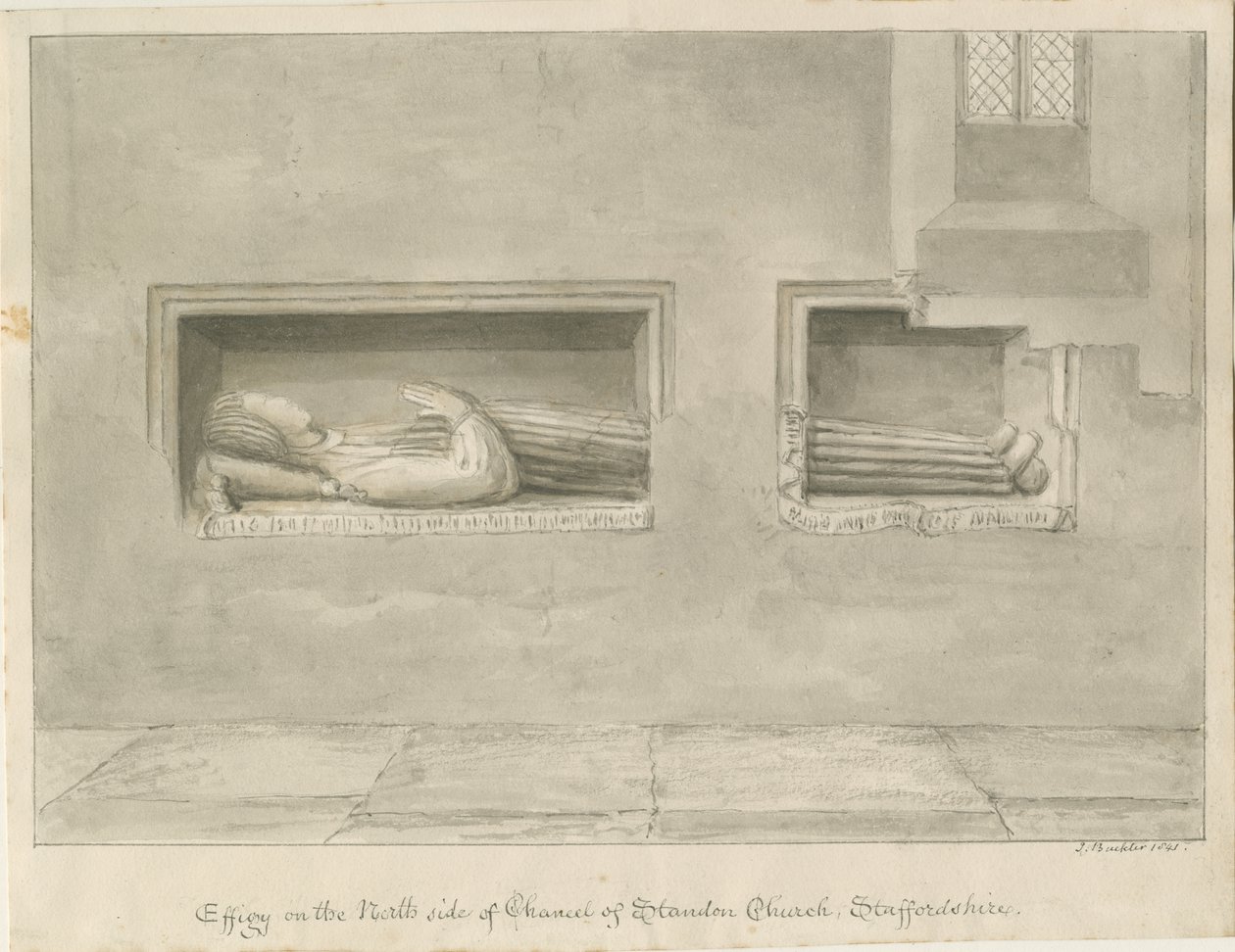 Standon Kerk - Muur Graf [voor Nicholas Hyde] door John Buckler