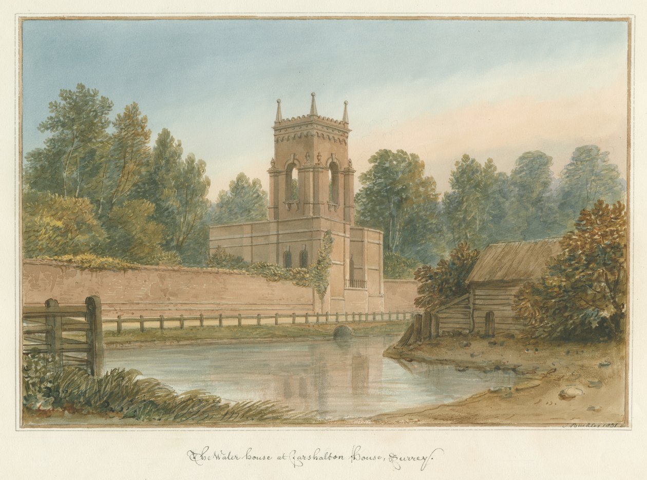Surrey - Carshalton Huis - Het Waterhuis door John Buckler
