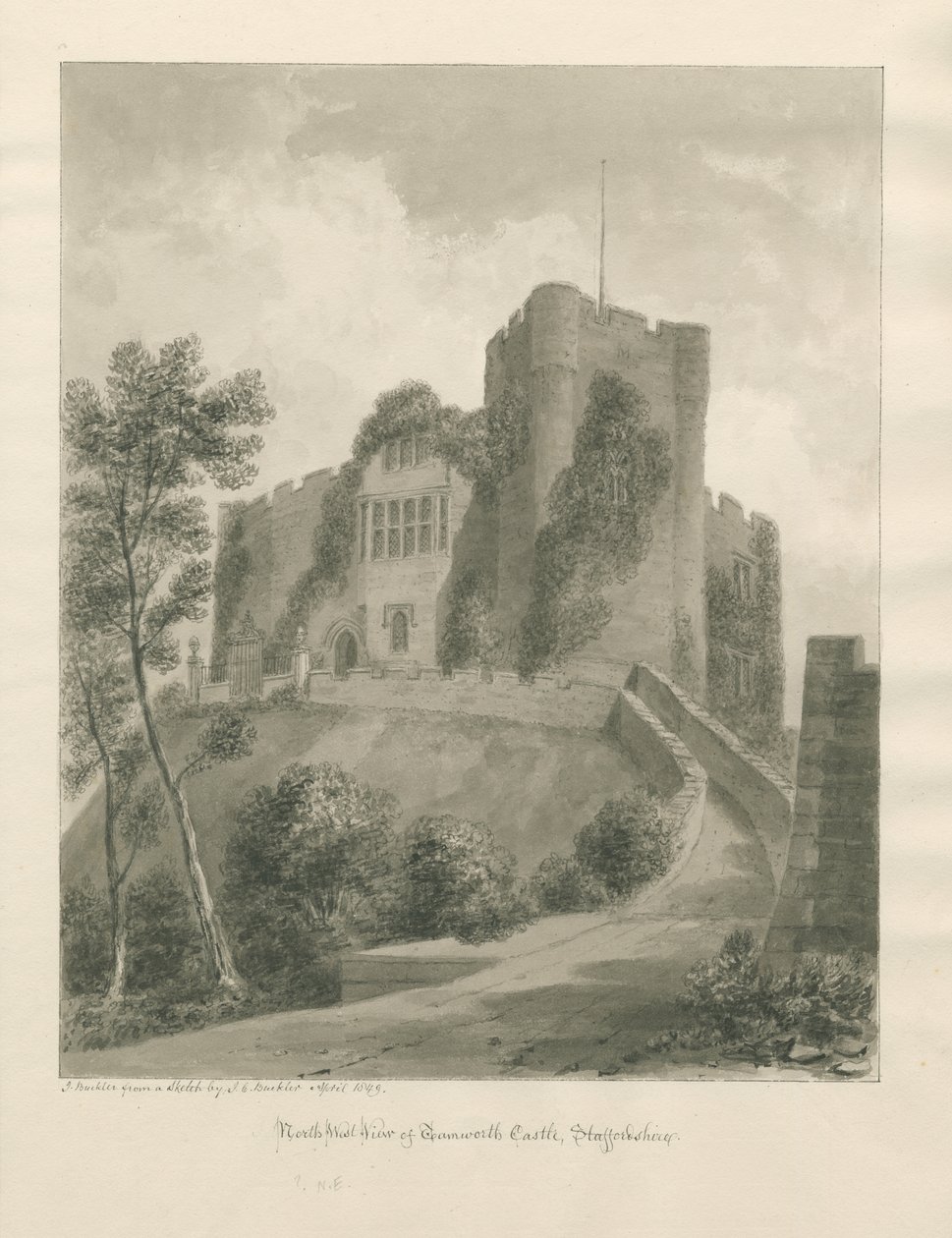 Tamworth Kasteel (apr 1849) door John Buckler
