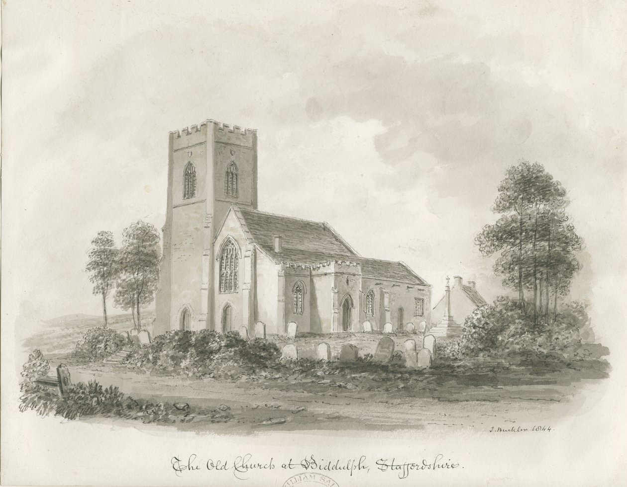 De Oude Kerk in Biddulph, Staffordshire door John Buckler