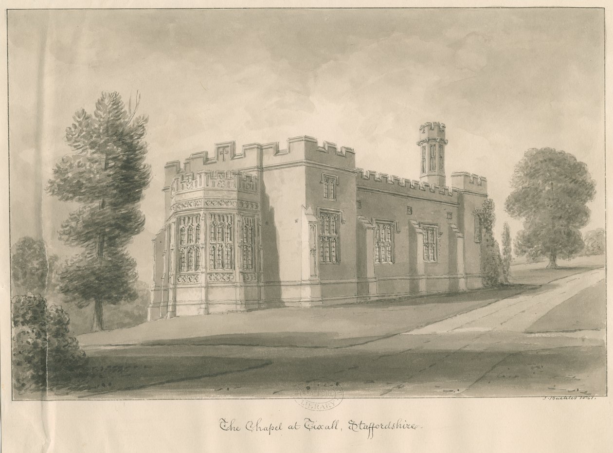 Tixall - Kapel bij Tixall Hall door John Buckler