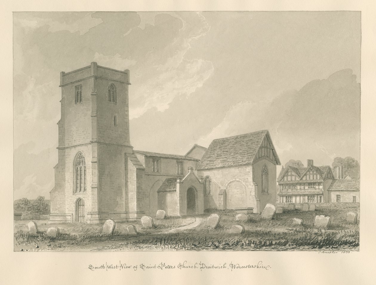 Worcestershire - Droitwich - Sint-Pieterskerk door John Buckler