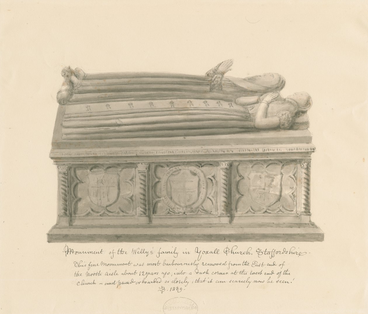 Yoxall Kerk - Monument van de familie Welly door John Buckler