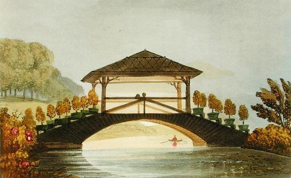 Een rustieke brug, uit Ackermann
